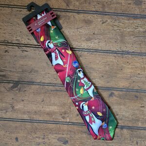 St. Nicholas Square Men's Neck Tie Christmas Penguins Santa Themed Novelty NEW